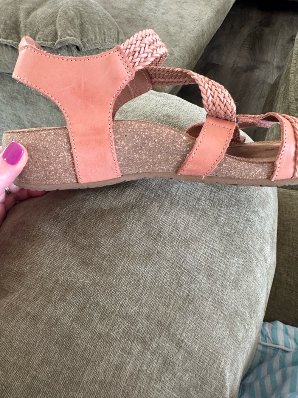 Taos Braided Strappy Sandals Womens 39 US 8.5-9 Pink Comfort Boho Leather - Picture 12 of 13